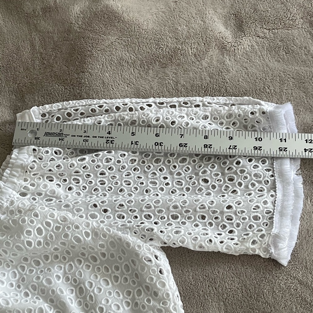 Lilly Pulitzer Lillette Top Resort White Eyelet Crinkle Chiffon Cottagecore XS - Picture 15 of 16